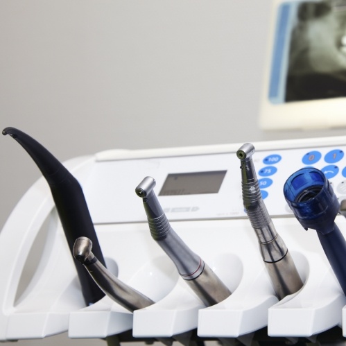 Row of dental instruments in treatment room