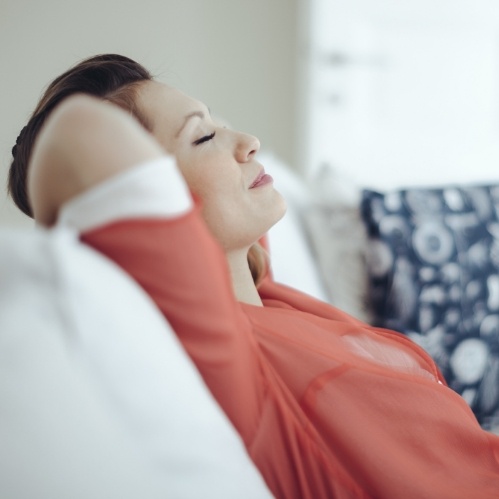 Woman sleeping on her back